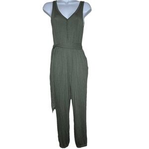Abercrombie Fitch Olive Green Jumpsuit Romper XS Sleeveless Viscose Pockets Flaw